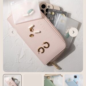 Dosey Pink Wallet with Gold Accents and plastic pouches bnwt